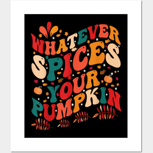 Whatever Spices Your Pumpkin Groovy Fall Autumn Halloween Posters and Art